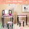 Costway Kid Vanity Set Wooden Makeup Table Stool Tri-Folding Mirror Leopard Print